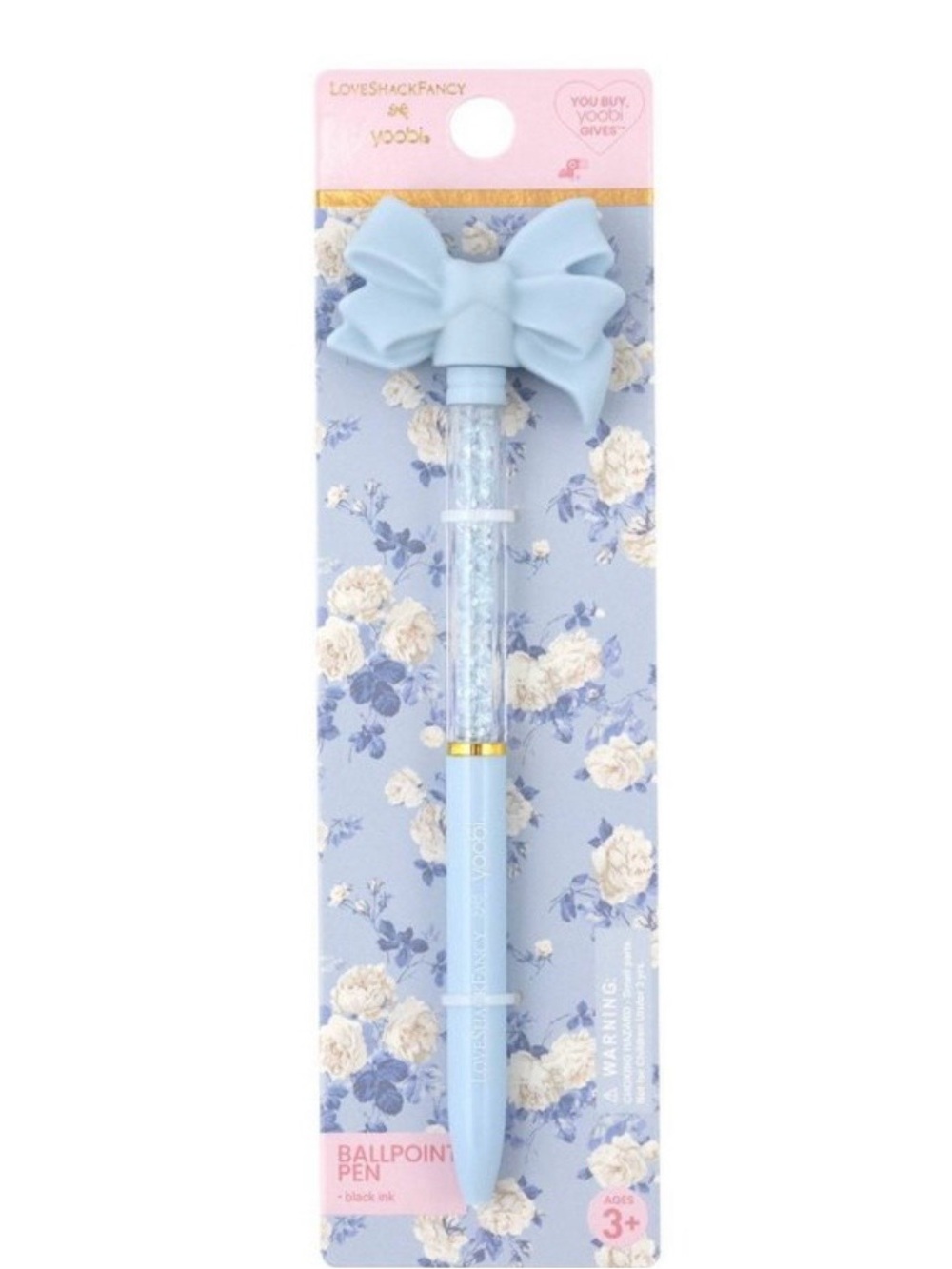 LoveShackFancy Light Blue Bow Glitter Ballpoint Pen